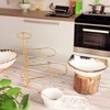 The LIUYWYHCF Three-Tier Ceramic Bowl Rack Features a Foldable Gold