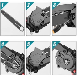 6 Inch Chainsaw Chain, 6 Pieces Replacement Chains for All 6-inch Cordless Electric Portable Mini Chainsaws, Durable Carbon 6Inch Chainsaw Chains for Pruning Shears and Wood Cutting