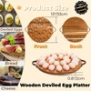 Hiceeden Acacia Wood Deviled Egg Platter with Handles for Easter,