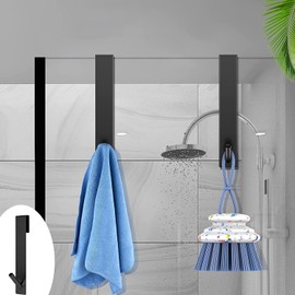Shower Door Hooks,Glass Screen Hooks Extra Long Single Hook Stainless Stee Hanging Hooks No Drilling Required Door Hooks Towel Hooks Door Wreath Hanger Hook for Bathroom Bedroom Door(18cm*2.9cm)