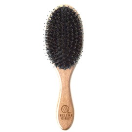 HELENA KIRAY Hair Brush, Paddle Brush, Round, Square, Small, Small, Pig Hair, Boar Bristle, Natural Wood, Massage, Straight, Women's, Hair, Glossy, Luxurious, Smooth (Natural, Round)