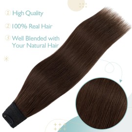 TESS Clip In Hair Extension 16 Inch,Hair Extensions Real Human Hair One Peice U-Shaped Straight Hairpieces for Women/Ladies/Girls(#4 Medium Brown,16Inch)