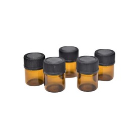 AFMNQZ 50Pack Set 1ML Amber Glass Bottle with Orifice Reducer and Cap Small Essential Oil Vials (1ML)