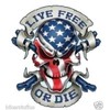 Live Free OR DIE Skull with American Flag Sticker