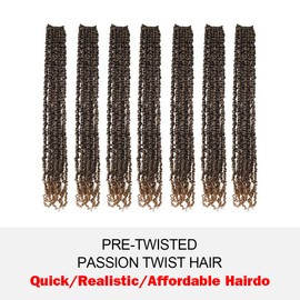 WUDAS Long Passion Twist Hair 30 Inch Pre-twisted Passion Twists Crochet Hair Ombre Honey Blonde Pre-looped Synthetic Crochet Braids (7 Packs,T27)