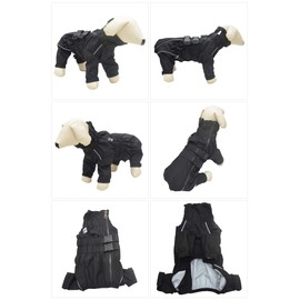 Dogs Waterproof Jacket, Lightweight Waterproof Jacket Reflective Safety Dog Raincoat Windproof Snow-Proof Dog Vest for Small Medium Large Dogs Black M