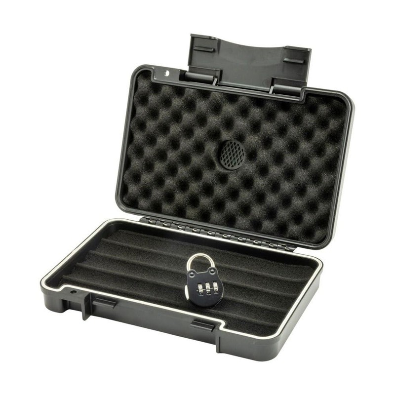 Passatore Black Acrylic Travel Humidor with Hygrometer for 5 Cigars