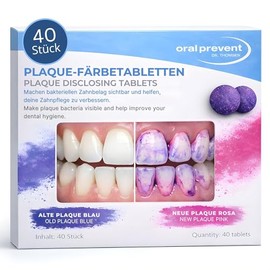Oral Prevent Plaque Staining Tablets - Tooth Dyeing Tablets for Children/Adults - Chewable Tablets - Colouring Dental Plaque - Erythrosin Free - Pack of 40 (Tutti-Frutti)