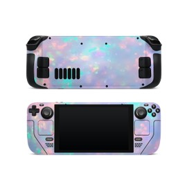 ZOOMHITSKINS Steam Deck Skin, Compatible with Steam Deck Skins, Crystals Silver White Pink Blue, Protective Skin Wrap Set for Valve Steam Deck Accessories, Durable, Glitter Overlaminate