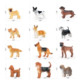 Juego de 12 cifras de perro con cifras realistas para perros, cifras de plástico para cachorros, juguetes de animales en miniatura, decoración de pastel para cachorros, decoración de cupcakes, huevos de Pascua, regalo de Navidad para niñas y niños