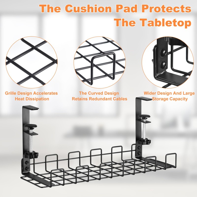 uxcell Cable Management Tray, 1Pcs 15.75'' - Metal Under Desk