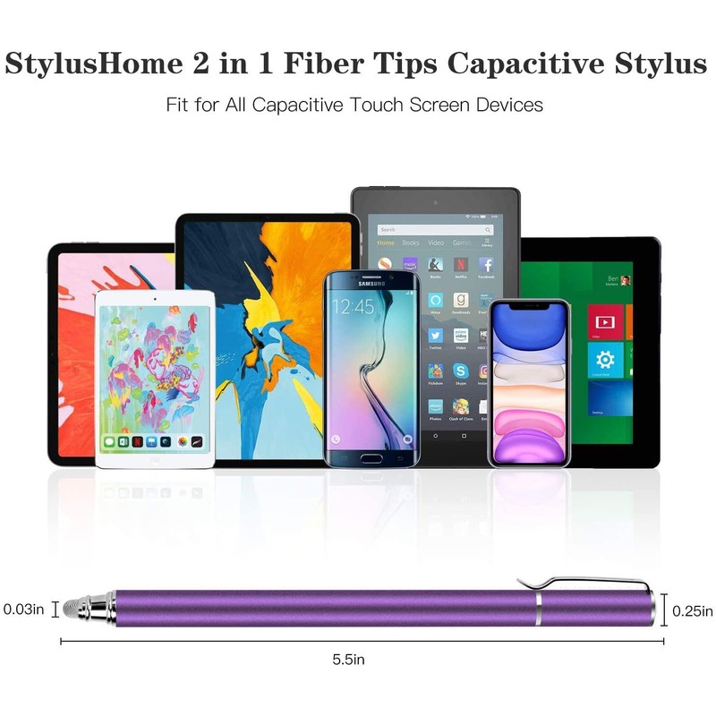 Purple Stylus Touch Screen Pen Fiber Tip Compatible with Lively