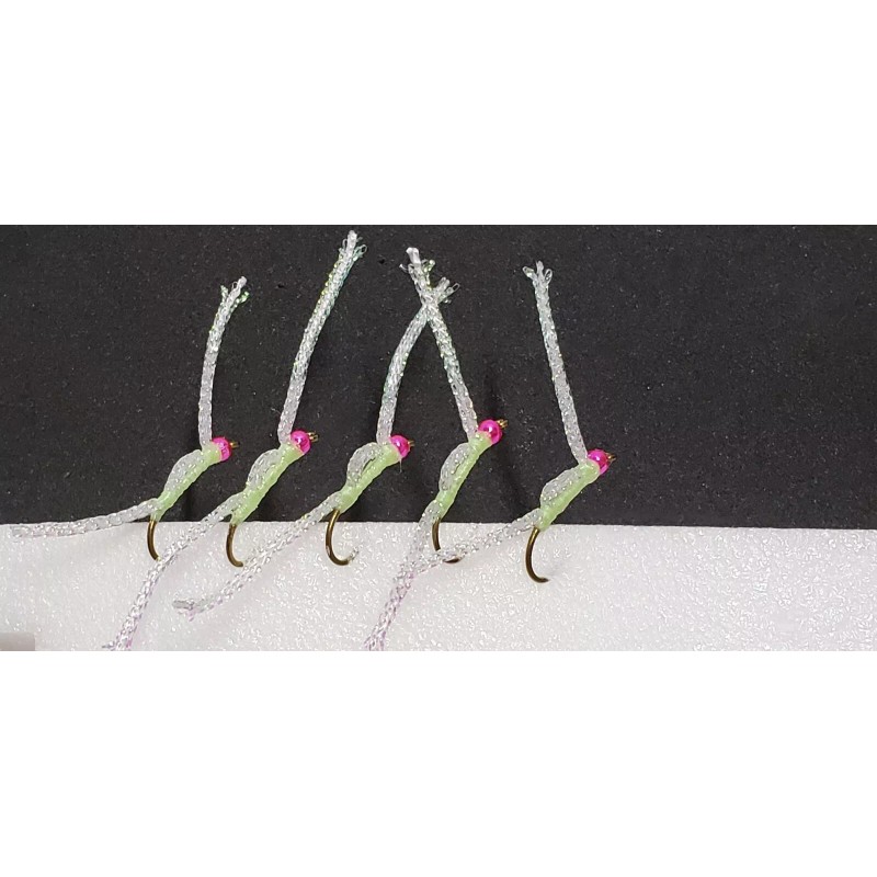 fly-- flies FLY-FLIES-ICE JIGS (* PINK BEAD HEAD GLOW WORWS