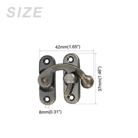 METALLIXITY Hook Lock Clasp (42mmx37mm) 5Pcs, Metal Swing Arm Right Latch - for Home Kitchen Drawer, Bronze Tone
