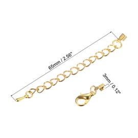 uxcell 20Sets Fold Over Cord Ends with Lobster Claw Clasps & Extension Chain, 3mm Terminators Crimp Cap Clasp Tips for DIY Craft Making, Gold Tone