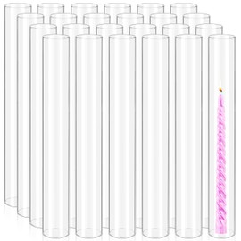 24 Pcs Hurricane Candle Holder Sleeve, H:16" D:2" Bottomless Glass Cylinder Candleholder Tall Clear Glass Cylinder Open Both Ends, Chimney Tube Cover, Open Ended Candle Shade