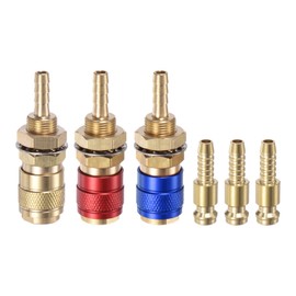 HARFINGTON 6pcs Gas & Water Quick Connector for Tube Inner Diameter 6mm with Hose for TIG 12 18 20 27 Quick Connect Fittings Welding Torch Gas Release, Brass/Red/Blue