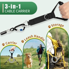 Duckygoo Heavy Duty Dog Tie Out Cable-Dog Leads for Yard & Camping, Rust Proof Leash Cable with Carrying Handle, No Tangle Tether for Medium to Large Dogs Up to 500lbs,20FT,Silver