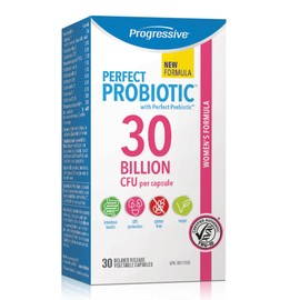 Progressive Perfect Probiotic Women’s Support 30 Billion with Cranberry for UTI Prevention, Shelf Stable, 30 Delayed Release Vegetable Capsules