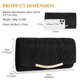 UBAYMAX Evening Bag Clutch Purses for Women Lady Girl Handbags Crossbody Bag Wedding Bag for Prom Cocktail Party Wedding Engagement (Black)