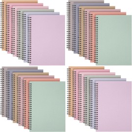 Fuutreo 24 Pcs Spiral Notebook for Work A5 8.3 x 5.7 Inch College Ruled Spiral Journal Notebook Kraft Cover, 12 Color, 60 Sheets, 120 Pages for Office School Supplies(Dreaming Color)