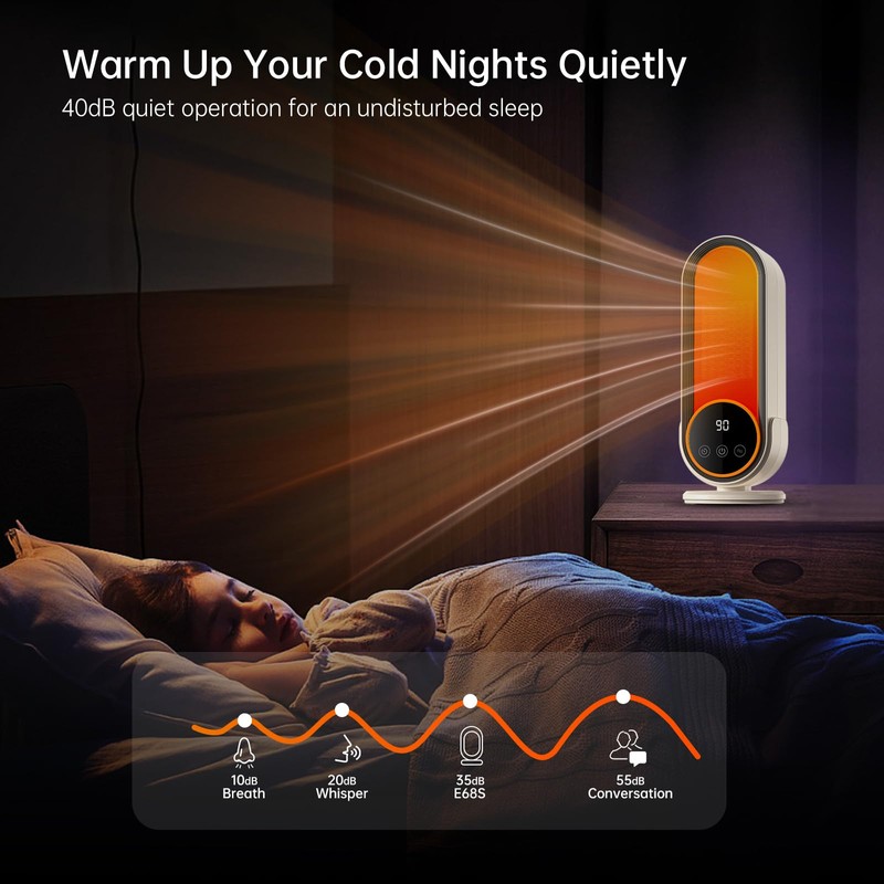 Space Heater Indoor - Energy Efficient Portable Heater with Adjustable