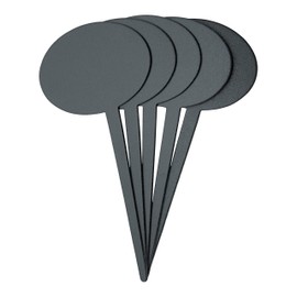 SECURIT - Silhouette TAG Garden Stake Set of 5 + 1 Chalk Marker - Round Shape - For Cafés, Bars, Restaurants, Shops - 18 x 8.1 x 0.1 cm - Black
