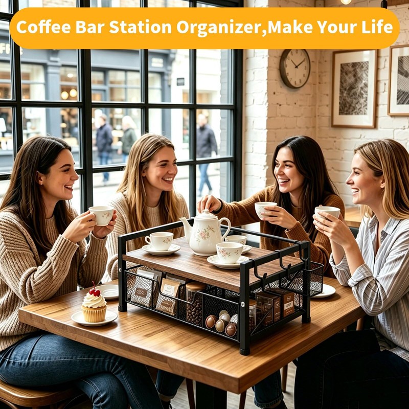 HOYWOUL Tea Bag Coffee Bar Organizer,Teabag Holder & Coffee Station