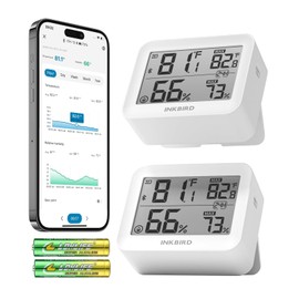 INKBIRD ITH-13-B Hygrometer Thermometer 2-Pack Indoor Room Temperature Humidity Monitor with App Notification Mini Bluetooth Digital Humidity Sensor with Data Storage for Home Incubator Greenhouse