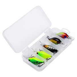 5 Pieces/Set Fishing Lures Lifelike Fishing Hard Bait 3D Fishing Eyes Crankbait Set Artificial Topwater Swimbait Fishing Lure Crankbait Hard Bait Hooks for Bass Trout Freshwater Salt Water (Type 1)