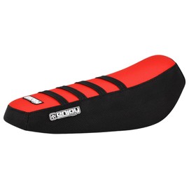 Enjoy Mfg Ribbed Seat Cover - Compatible Fit for Luna Float Sur Ron Sur-Ron Light Bee MX & X E-Bike #348 (Black - Red - Black Ribs)