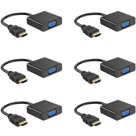 YGKSAA Half-Dozen HDMI to VGA Adapter, 6PCS HDMI to VGA Unidirectional Converter (Male to Female), Compatible with Computers, desktops, laptops, PCs, Monitors, projectors, HD TVs