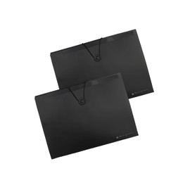 RANLOVE Expandable File Folder Organizer, 2 Pack-8 Pockets A4 Letter Size Accordion File Organizer Wallet Document Storage Box with Zipper(Black)