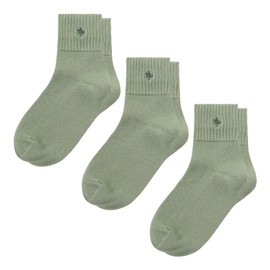 Gunze PBX603 Women's Socks, 3 Pairs Set, Polo, Absorbent, Quick Drying, Diatomaceous Earth Fiber, Heel Slip Resistant, Loose Opening Socks,, green, 22.0-24.0 cm