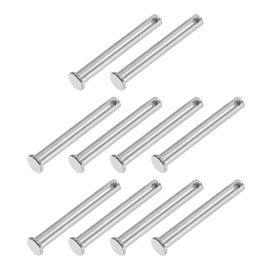 PATIKIL 8 x 65 Mm Single Hole Clevis Pins, 10 Pcs 304 Stainless Steel Flat Head Pin for Hitch Pin Lock Link Hinge Systems, Silver