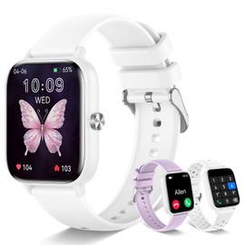 Smart Watch for Women with Bluetooth Call/Read Messages, 1.83" Activity Trackers with 100+ Sports Modes, Step Counter, Heart Rate Monitor, Sleep Tracker, Smartwatch Compatible Android iOS, White