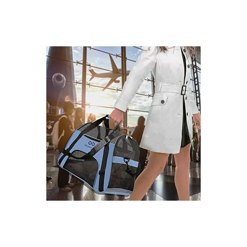 Transportadora Para Perro Razas Pequeñas Portátil Plegable Azul