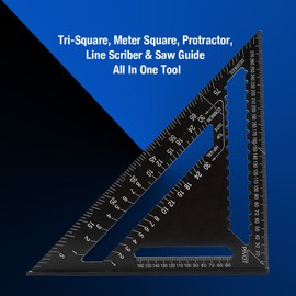 Black Aluminium Tripod, 12.0 Inch Measuring Tool with Metric and Imperial Measurements, Protractor, Scribe, Saw Guide, Metric Ruler, Straightedge