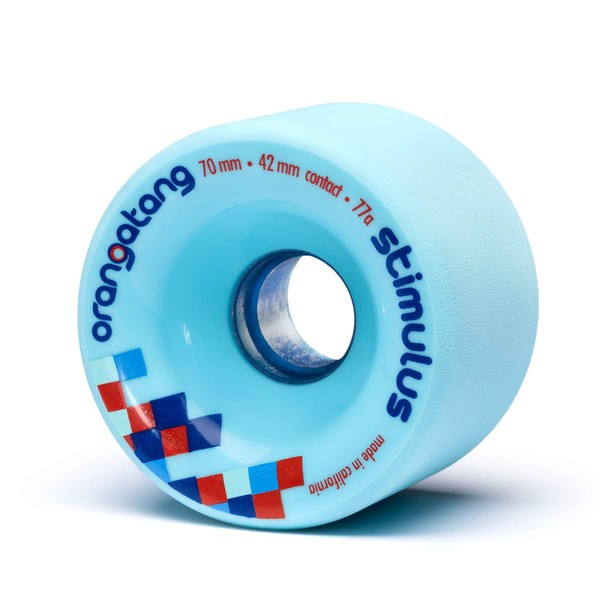 Orangatang Stimulus 70 mm 77a Freeride Longboard Skateboard Wheels w/Loaded Jehu V2 Bearings (Blue, Set of 4)