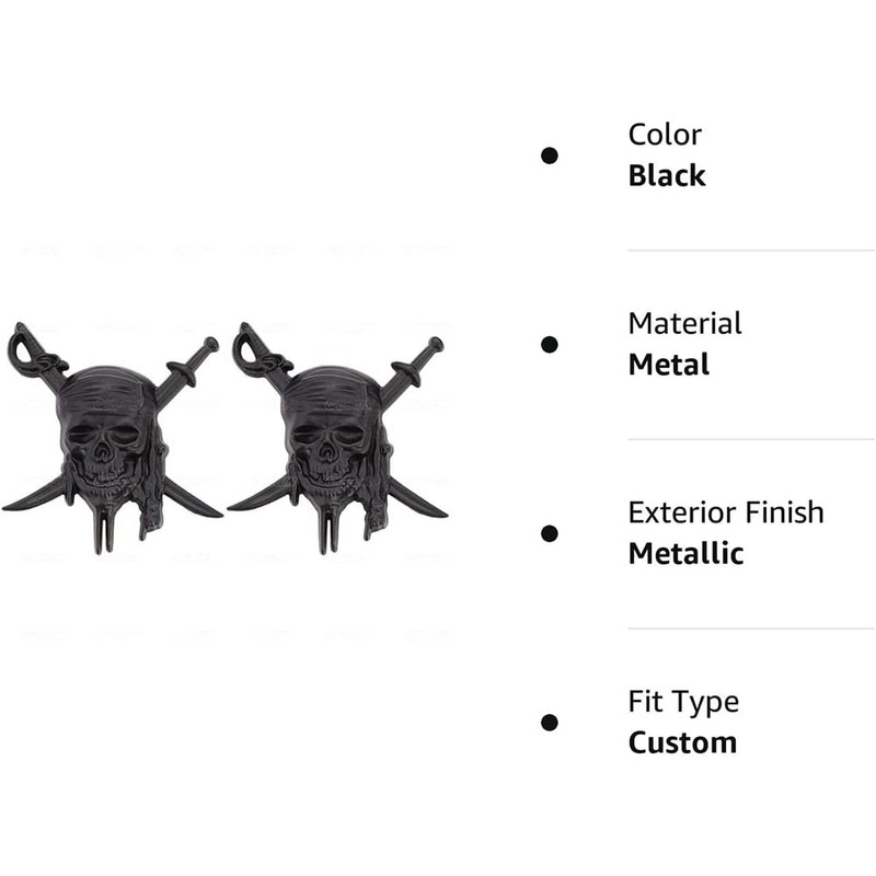 Skull Emblem Car Badge Sticker Car Side Rear Front Hood