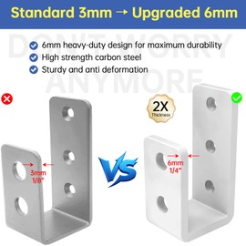 Heavy-Duty 2x4 Door Barricade Brackets 1/4" Industrial-Grade U-Shaped Security Brackets for Wood, Sheds, Gates & Basement Doors (2x4 Lumber Lock) 6mm White