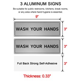 LoYinLo Wash Your Hands Sign, Brushed Aluminum, Ideal for Restaurant, Hotels, And Public Bathroom Hospitals, Self-Adhesive Installation