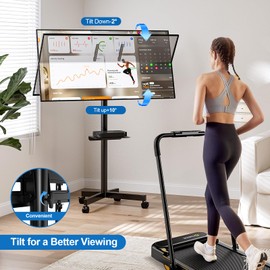 HOLMAXD Mobile TV Stand for 23-65 Inch LCD LED Flat/Curved Panel Screen TVs, Height Adjustable Rolling Floor TV Cart with Tilt Mount and Shelf, Portable Stand Holds up to 110 lbs, Max VESA 400x400mm