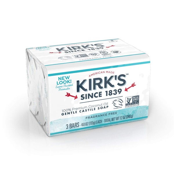 Kirk's Fragrance Free Castile Bar Soap (Pack of 3)