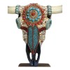 Large Rustic Western Bull Cow Skull With Turquoise Red Rocks
