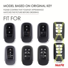 ontto Metal Leather Car Key Fob Cover Fit for Honda 2022-2025 Accord Civic HR-V CR-V Pilot Sport SI EX EX-L Touring Key Holder case keyring Shell bag keychain auto styling accessories Brown 1