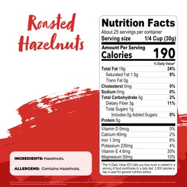 Nature’s Garden Roasted Hazelnuts – 26oz, Whole Roasted Hazelnuts, Raw Bulk Hazelnuts, High Fiber, Kosher Certified, Cholesterol Free, Hazelnuts For Baking, Healthy Snack – Bulk 26 Oz Bag (Pack of 1)