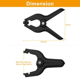 SumDirect Plastic Nylon Spring Clamps - 6 Pack Large Heavy Duty Muslin Backdrop Market Stall Clips for Photography Background, Woodwork, Artwork, Studio and Crafts (4.5 Inch, Black)