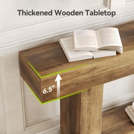 LITTLE TREE 63 Inches Long Console Table, 2-Tier Farmhouse Sofa Table Behind Couch, Large Narrow Entryway Table for Living Room, Wooden Hallway Foyer Table with Heavy Duty Base, Rustic Brown