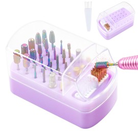 30 Löcher Nagelbohrer Halter,2 in 1 Nagelbohrer Fräserhalter Abnehmbare Reinigung Pinsel Aufbewahrungsbox für Nagelfräser Aufsatz Bit Set Nail Art Drill Organizer Container Staubdichter